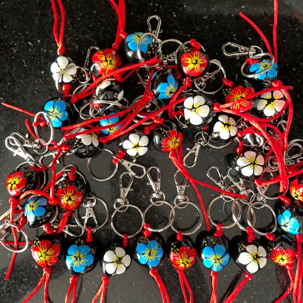 Kukui Nut Hawaiian Keychains in a variety of colors.